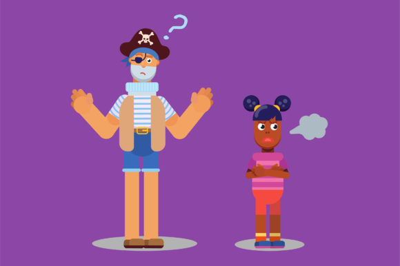 Characters of a Little Girl and a Pirate