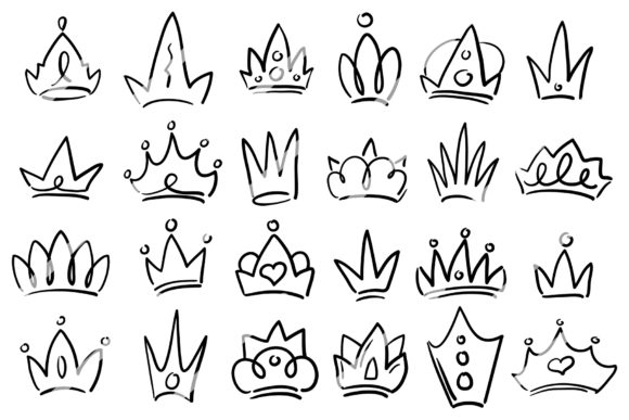 Cute Doodle Crown Black Golden Clipart Review