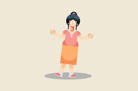 Reviewing Characters of Cheerful Woman for Embroidery